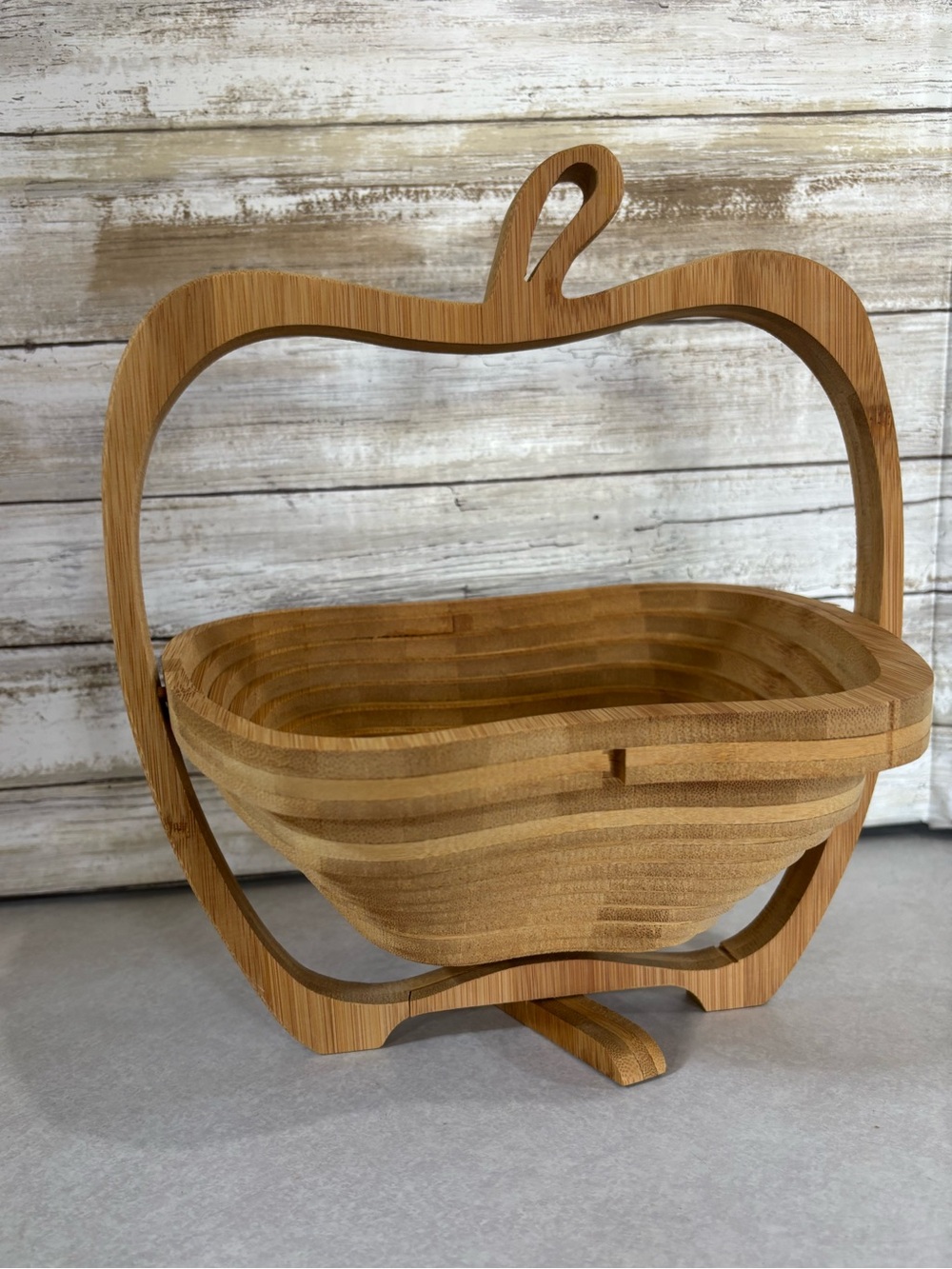 Handmade wood scroll saw Apple-shaped  fruit bowl